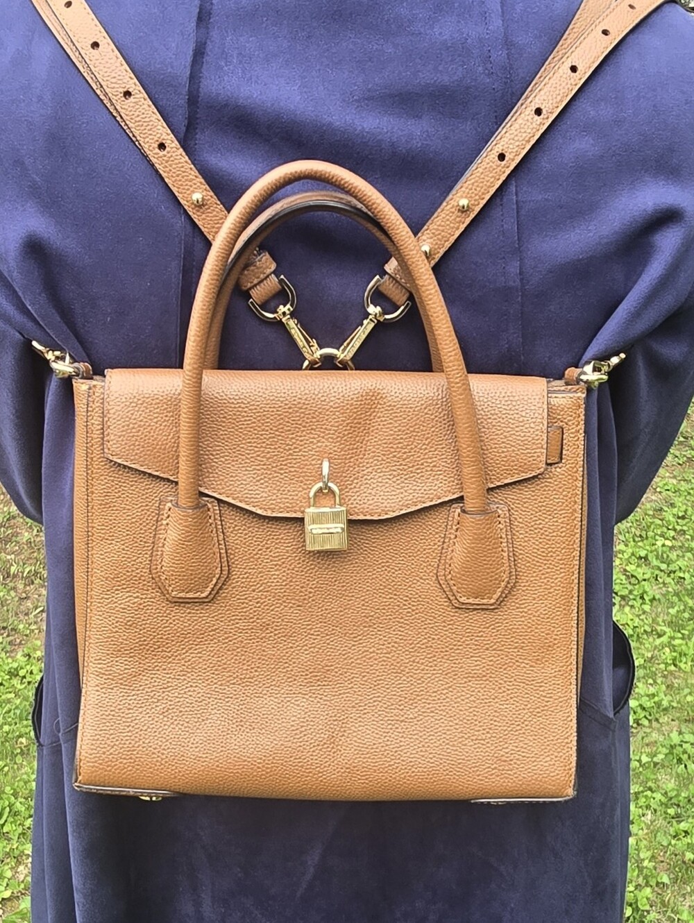 Michael Kors Convertable Satchel/Tote Caramel Brown Leather Quite Luxury
